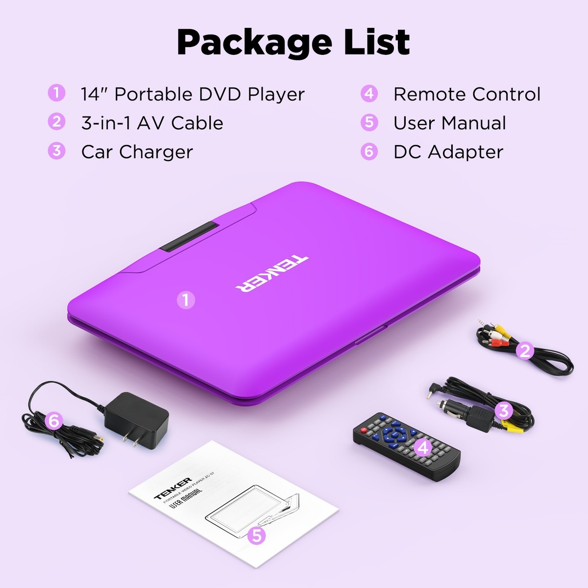 TENKER Portable DVD Player with 14.1