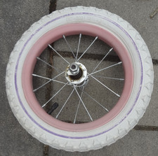 Huffy 12" Frontal Bicicleta Llanta Rosa con 12-1/2 X 2.25" Neumático Blanco + Tubo Bicicleta Niños