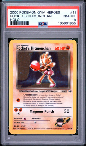 2000 Pokemon Gym Heroes Rocket's Hitmonchan #11 Holo PSA 8