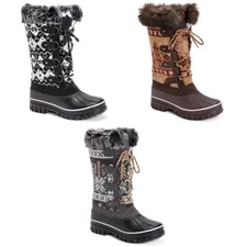 MUK LUKS WOMEN'S ALISHA TALL WINTER SNOW BOOTS LACE UP BLACK BROWN GREY 1000027