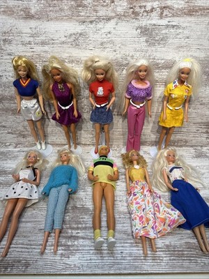 Vintage Lot of 10 BARBIE Dolls Mattel All 1966 Twist And Turn w/ Clothing (Nice)
