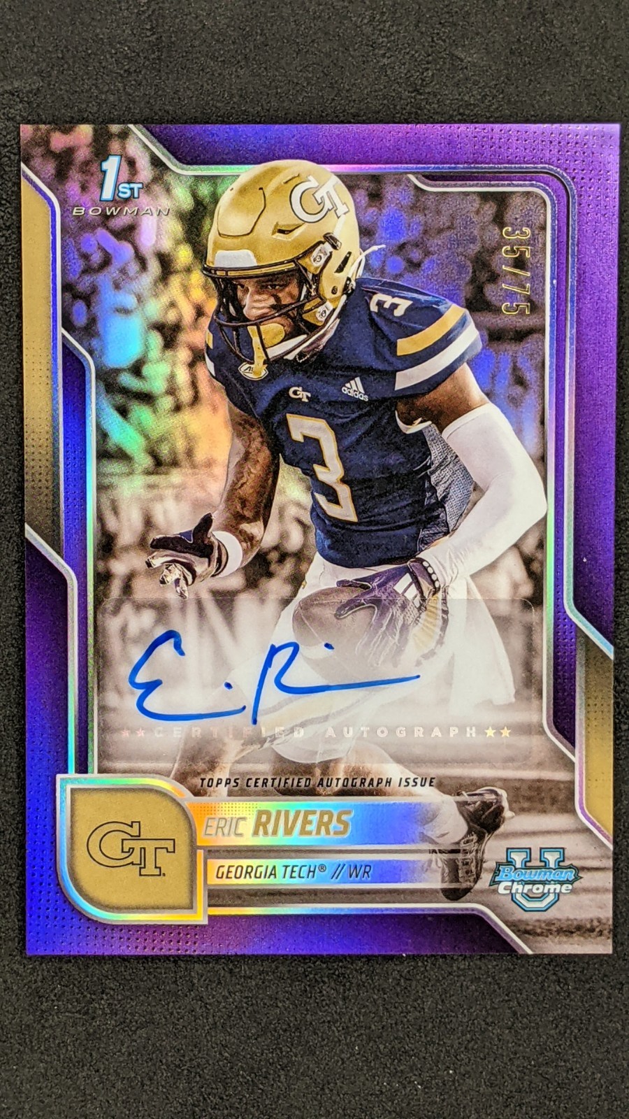 ERIC RIVERS 2025 Bowman University Chrome Auto Purple Refractor /250 
