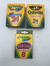 Vintage Crayola Crayons Mixed Lot - 8 Pack Neons / 2 - 24 Packs - Most Unused
