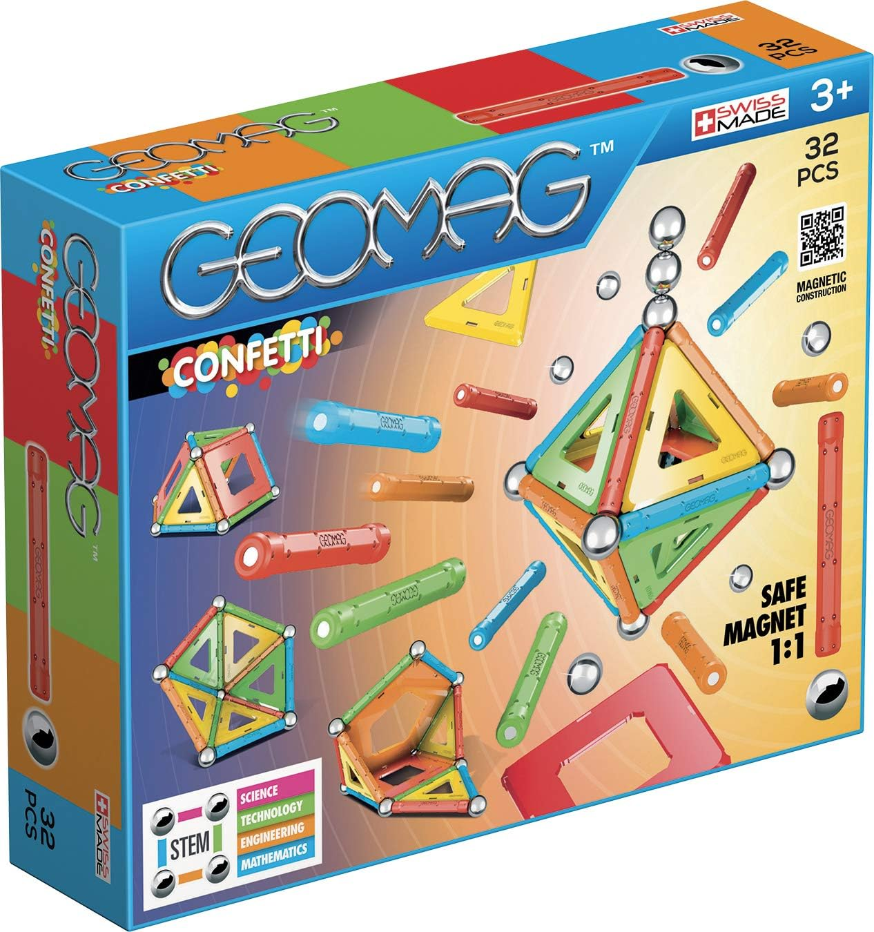 - Confetti - 32Piece Magnetic Building Set, Certified Stem Construction Toy, Saf