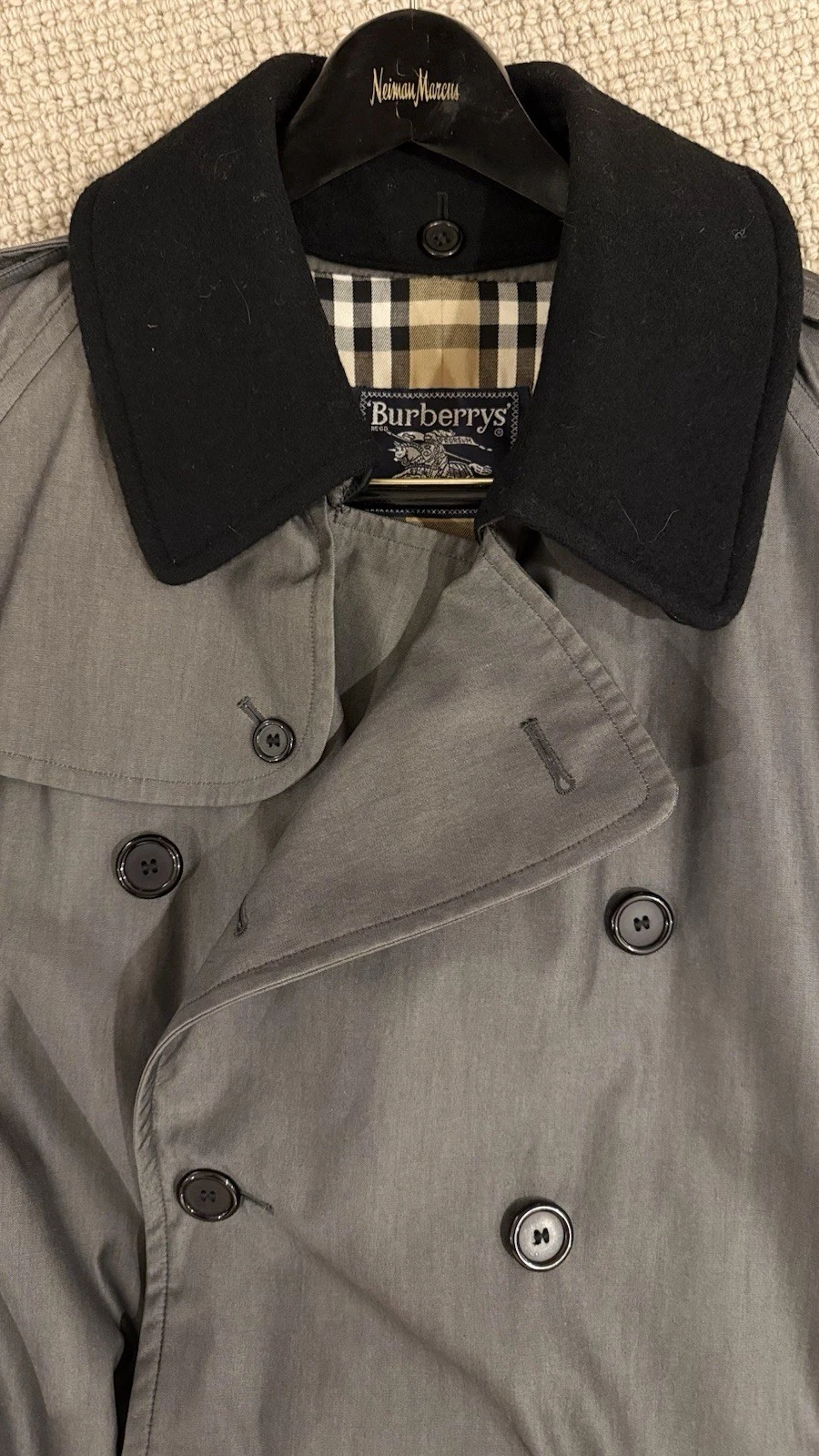 Burberry London Men's Canvas Trench Coat | Made in England | Gray | Size 52 - product detail image 1