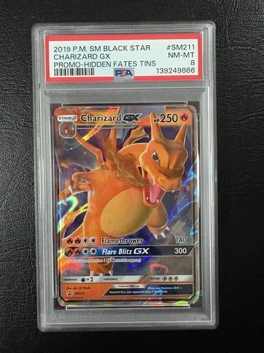 POKEMON 2019 SM Promo Hidden Fates Tins CHARIZARD GX SM211 PSA 8 RARE