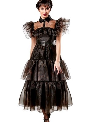 Rubies offizielles Addams Family Wednesday Rave'N Damenkleid, Erwachsene, S (10-12 UK)