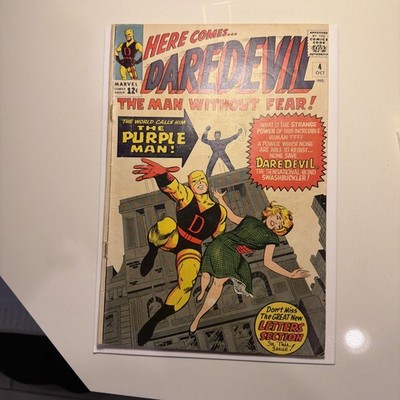 Daredevil #4 (1964) 1st App Origin Purple Man Stan Lee Silver Age Key Clean FN