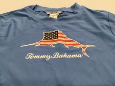 Tommy Bahama KIDS Shirt Youth Medium M blue Sailfish Swim Sun Rash Guard USA UPF