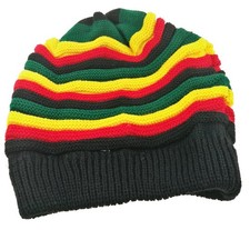 Colored Striped Long Style Hip-hop Hairy Knitted Hat-The 24X24 cm, Green Red