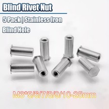 5x Stainless Iron Blind Rivet Nut M3*5/6-25mm Threaded Insert For Sheet Metal