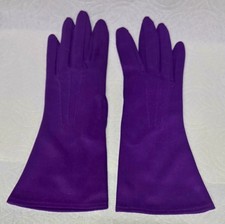 1950s PENNEY'S Deep Purple Nylon Opera Gloves Size 6-1/2