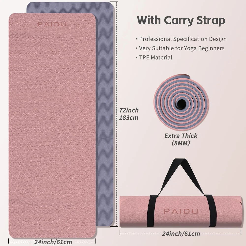 8mm Thick TPE Yoga Mat - Non-Slip, Odorless, SGS Certified Fitness Mat 8mm Thick TPE Yoga Mat - Non-Slip, Odorless, SGS Certified Fitness Mat