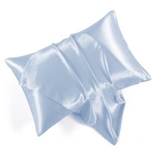 Light Blue Satin Pillowcases with Zipper 20x26 ,Standard Size Pillowcases Se...