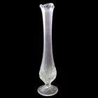 Fenton Water Lily Satin Vase Clear Bud Swung Footed Glows Lavender MCM