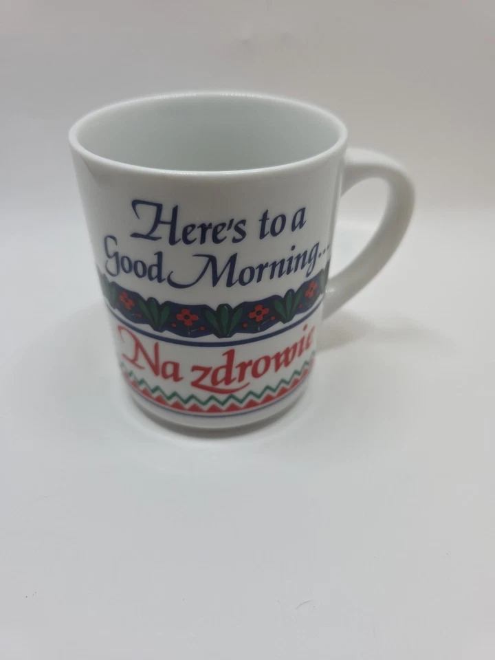 Caneca de café cerâmica polonesa Here's to a Good Morning Na Zdrowie Abbey Press - Imagem 3 de 4