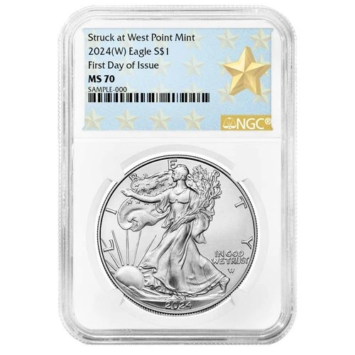 2024 (W) $1 American Silver Eagle NGC MS70 FDI West Point Star Label