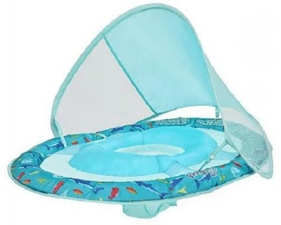 SwimWays Premium Baby Spring Float for 9-24 Months Pack & Go Sun Canopy Teal NEW