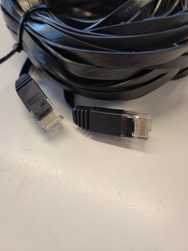25FT 25 Foot Black CAT7 Ethernet LAN Network RJ45 Patch Cable Cord Flat Cable - Afbeelding 2 van 2