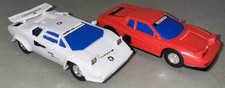 2 Vintage ARTIN 1/43 Slot Cars White Lamborghini Countach  Ferrari Testarossa