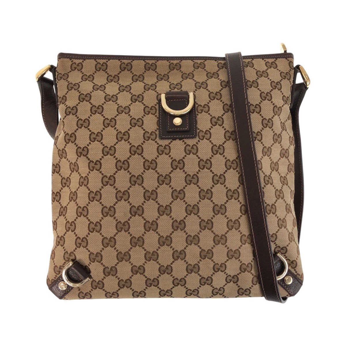 GUCCI Abby beige marron ferrures métal doré GG toile cuir 131326 épaule