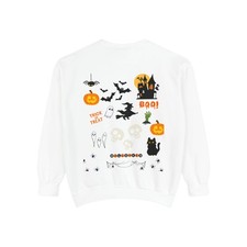 Halloween Unisex Garment-Dyed Sweatshirt, Spooky Sweatshirt, Fall Apparel, ... 