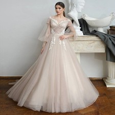 Scoop Neckline Detachable Long Sleeve Wedding Dress Tulle Corset Back Bride Gown
