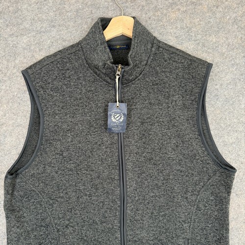 Club Room Sweater Fleece Vest Jacket Mens XL Golf Mock Full Zip Gray Classic NEW - Picture 2 of 10