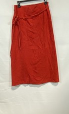 Massimo Dutti Pantalone Donna Rosso Ecopelle Scamosciata Avvolgente Cravatta Laterale Gamba Larga Taglia S