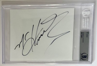 MC Hammer signed cut Index Card rapper Beckett coa slabbed