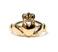 14k Yellow Gold Irish Claddagh Ring Size 8
