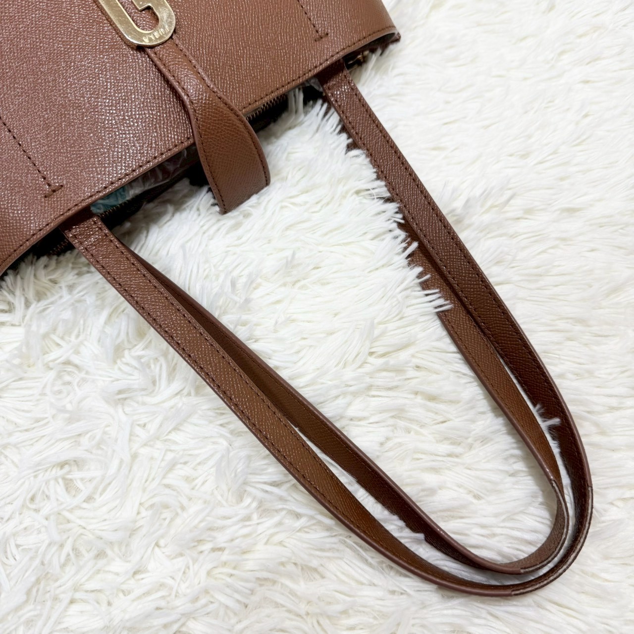 FURLA SOFIA Current Arch logo Brown Saffiano leat… - image 4