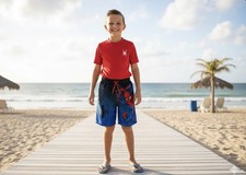 SPIDERMAN Swim Trunks Boys 10/12 NEW UV50 3-D Spider-Man Swimtrunks NWT Shorts