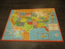 Vintage 1975 Milton Bradley United States Puzzle / World Map 2 Sided 20  x14  