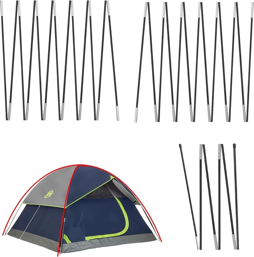 3 PCS Tent Poles Replacement for Coleman 4 Person Sundome Camping Tent, Camping