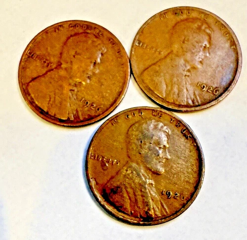 1926-P Lincoln Wheat 1c x 3 ~ VG+/F?? ~ Get All Coins Shown ~ Bargain! ~ C90