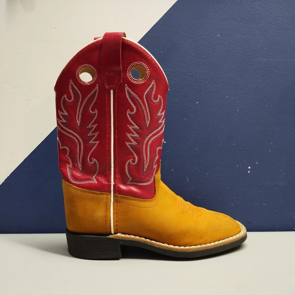 Botas Old West Western Juveniles Talla 1.5D Multi Cuero Vaquero Puntera Cuadrada BSC1883 Foto 2 de 4