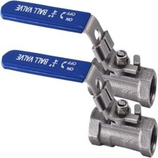 1/4" Ball Valve , 316 Stainless Steel, 1-Piece Standard Port, 1000 WOG, 2PACK