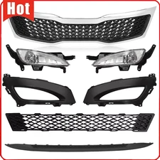 For Kia Optima 2011-2013 SX/SXL Front Upper+Lower Grille Fog Light W/Cover Kit