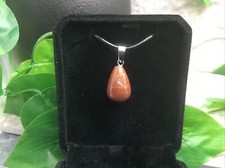 20" Black Pendant Necklace Teardrop Stone Healing Crystal Quartz Chakra 322