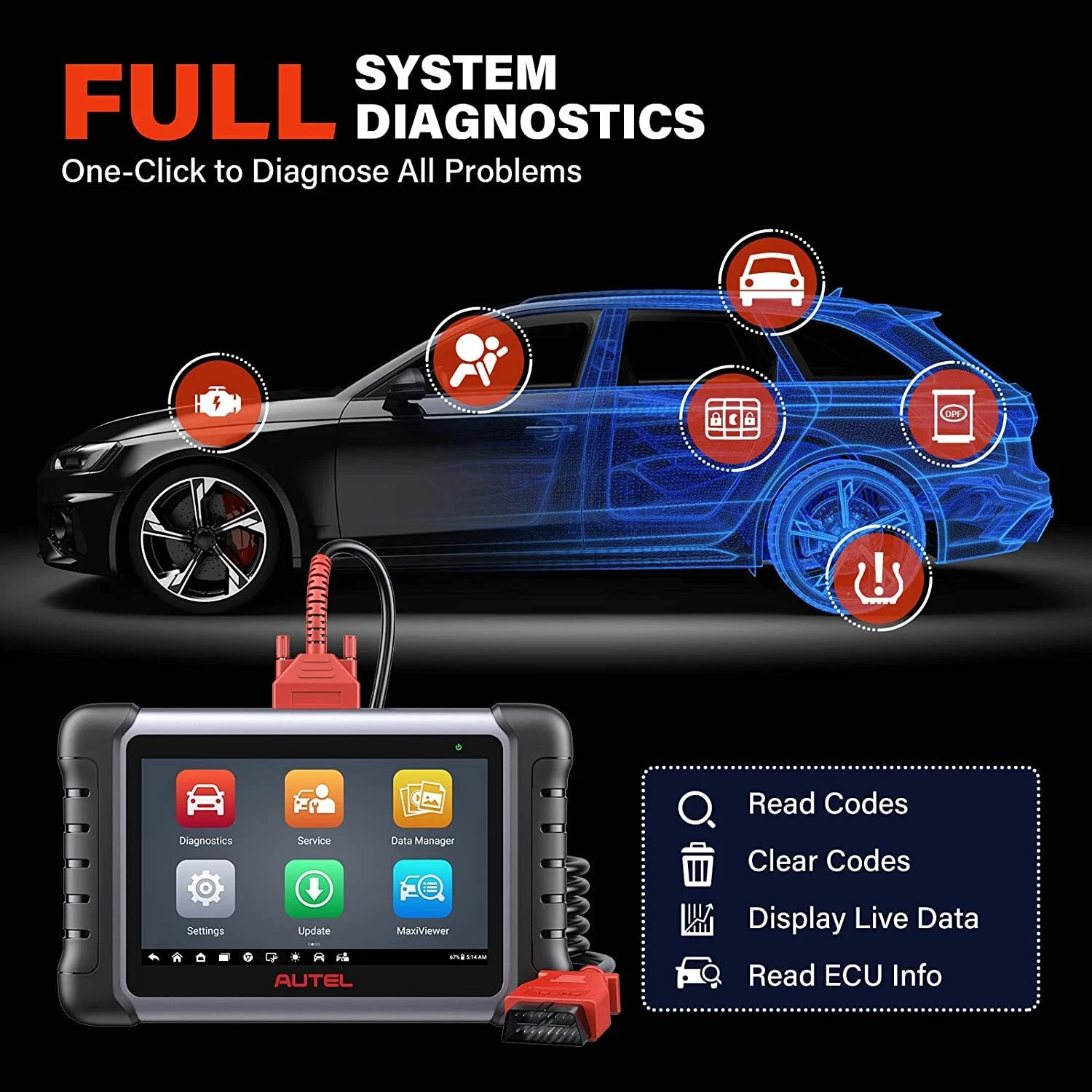 2023 Autel MaxiCOM MK808S Bidirectional Car Diagnostic Scanner Tool Key Coding image 14