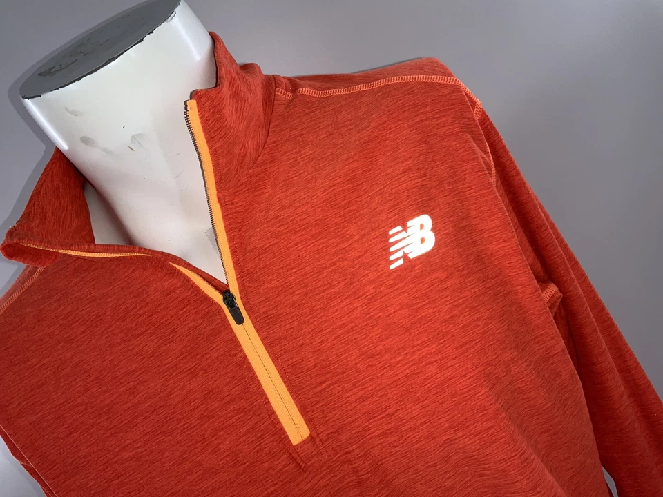 Новый баланс работает пуловер L мужчин оранжевый поли спандекс 1/4 молнии LNWOT YGI J2-135 - Изображение 3 из 4