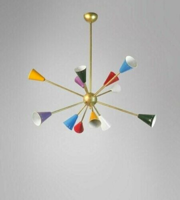 12 Arms Multicolored Italian Brass Sputnik Chandelier Antique Lamp Pendent light