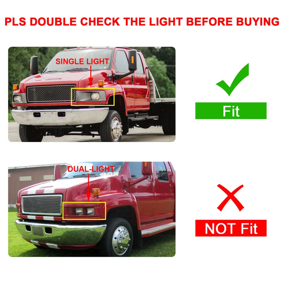 Sliver LH & RH Headlamp Bezel For 03-09 Chevrolet GMC C4500 C5500 Topkick Kodiak Foto 4 de 4