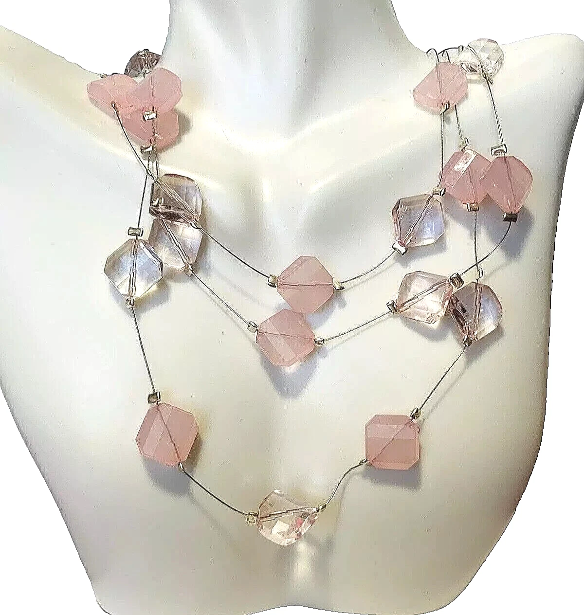 VETEMENTS Pink Rhinestone Necklace 20" Layered Station BarbieCore Girlcore Trendy