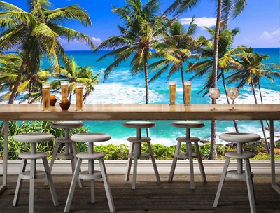 3D Coconut Tree Ocean ZHUA47272 Wallpaper Wall Murals Removable Self-adhesive