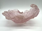 VTG 1960s Fratelli Toso Murano Glass Blush Pink Shell Bowl w Overshot / Sugar 6"
