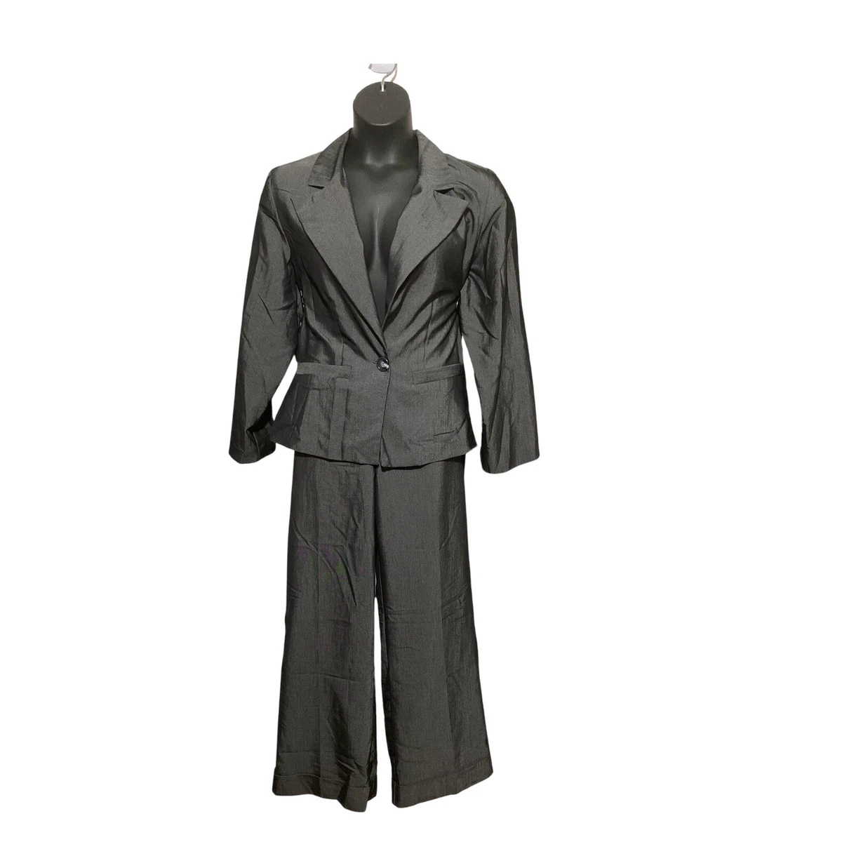 Ashley Stewart Women s Wide Leg Pant Suit Gray Plus Size 2 Piece