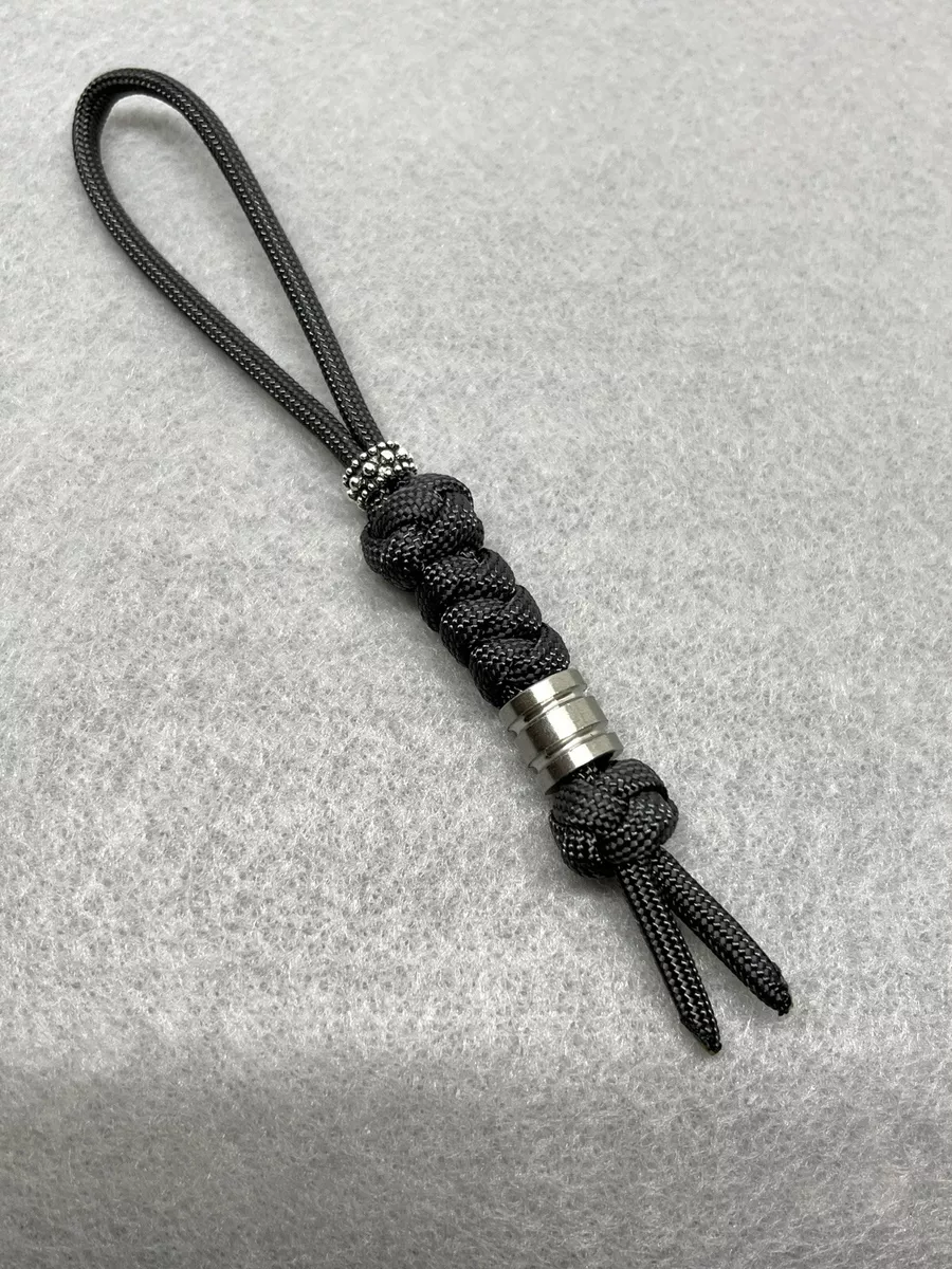 550 Paracord Knife Lanyard Dark Gray Cord With Stainless Cylinder