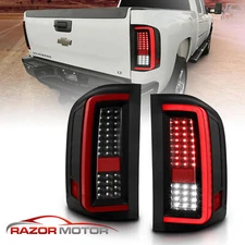 2007-2014 For Chevy Silverado 1500 2500 3500 Black LED Tail Lights Pair